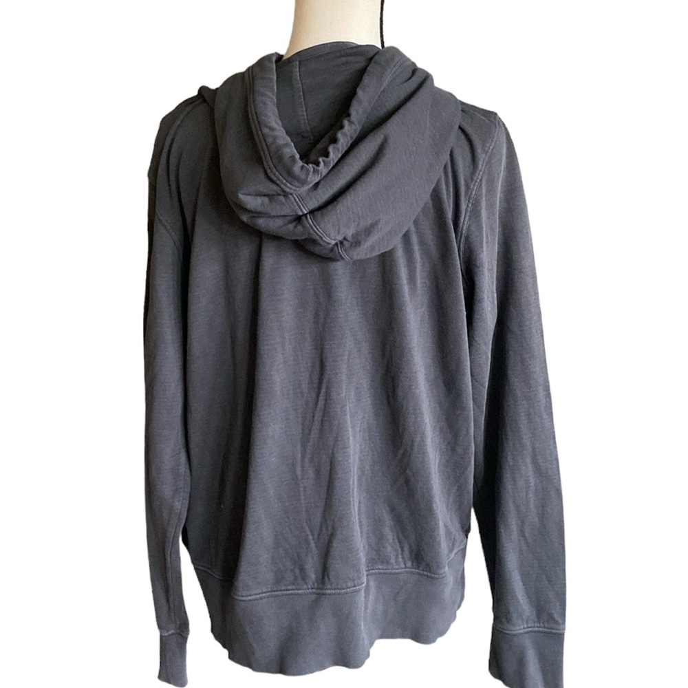 Athleta Charcoal Gray Pullover Hoodie with Light Pink Drawstrings - Picture 2 of 9